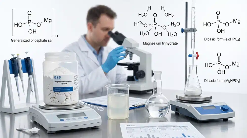 リン酸マグネシウム・三水和物 三水和物を含むリン酸マグネシウムおよび二塩基性リン酸マグネシウムなどの形態