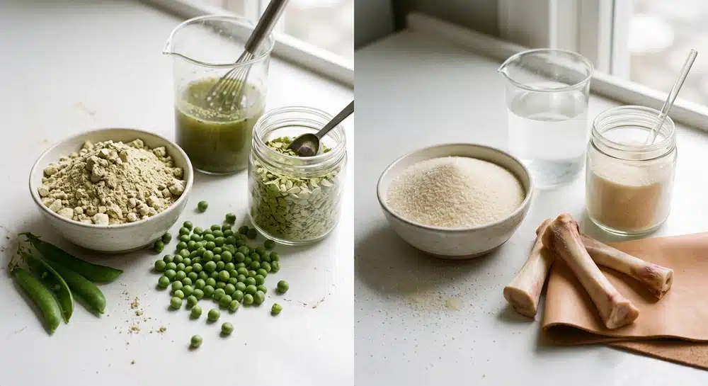 Pea protein vs bovine collagen comparison chart