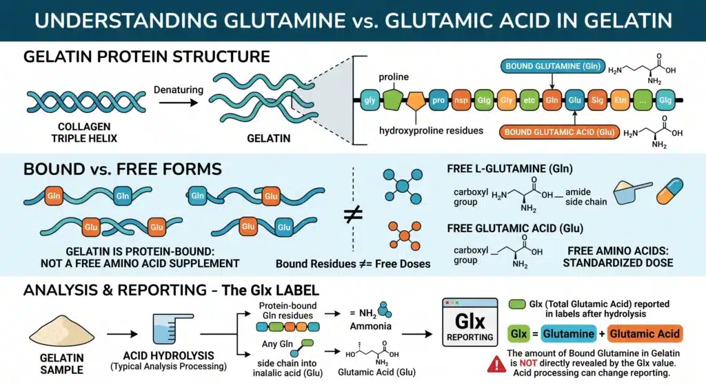 Glutamine versus glutamic acid in gelatin amino acid analysis