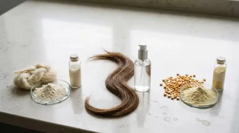 Hydrolyzed keratin and hydrolyzed pea protein comparison for hair formulations