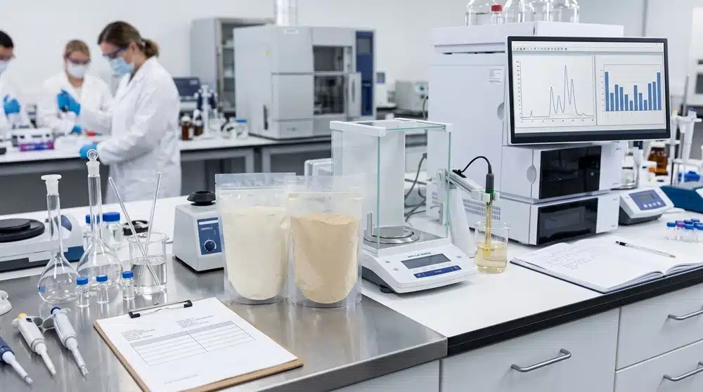 Quality testing for hydrolyzed keratin molecular weight and rice protein specifications