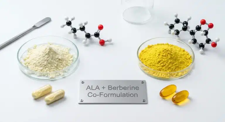 Alpha lipoic acid and berberine co-formulation for supplement manufacturing