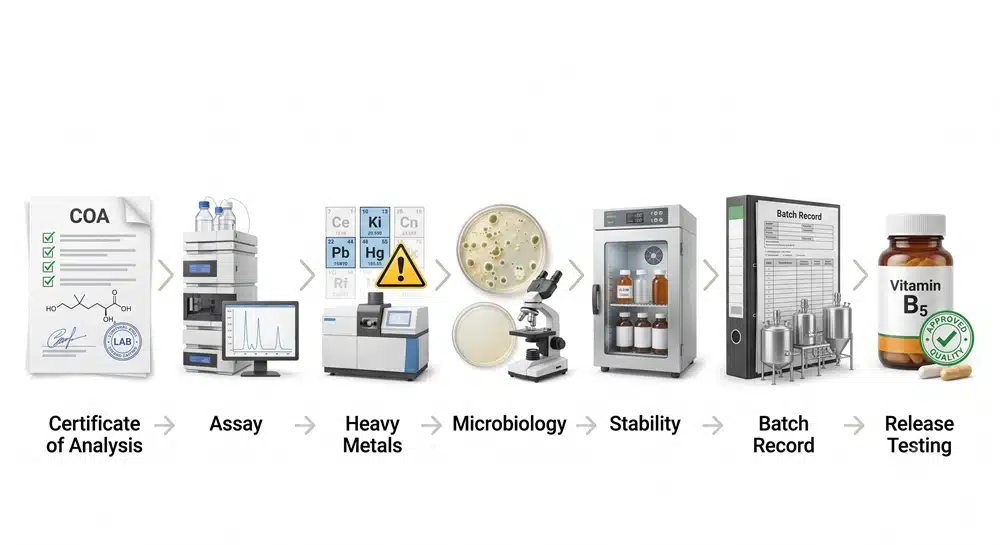 Vitamin B5 supplier COA GMP and quality testing checklist