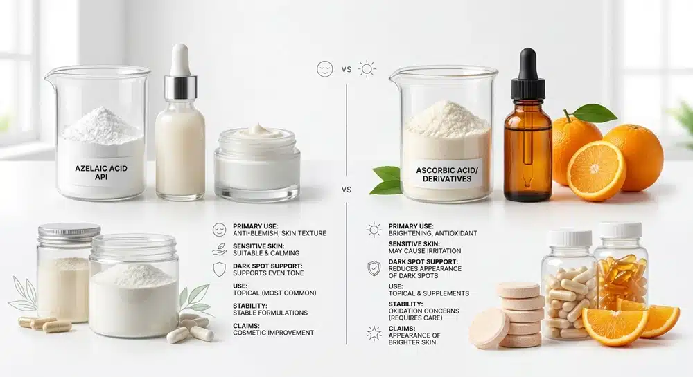 Azelaic acid vs vitamin C skincare comparison chart
