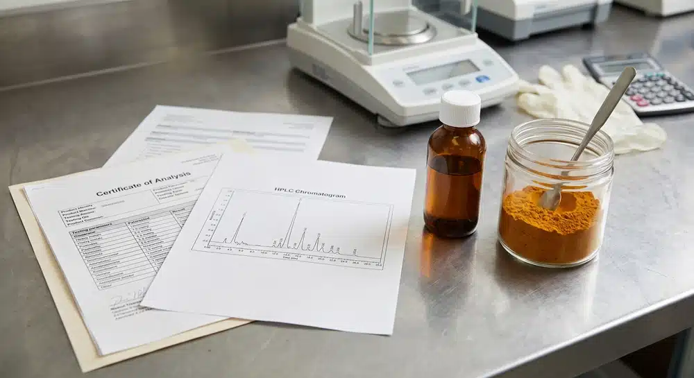 Curcumin extract COA and quality checklist for supplement brands