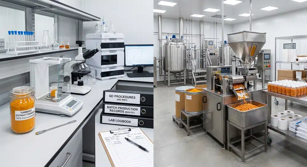 Curcumin extract quality testing for supplement manufacturing