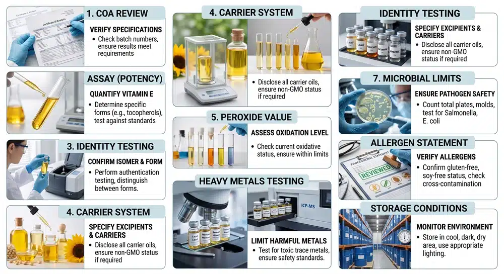 vitamin-e-coa-quality-testing-checklist Vitamin E COA quality testing checklist for supplement brands