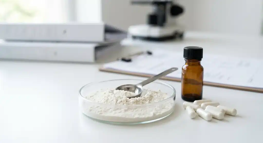 Alpha-lipoic acid raw material for capsule and powder supplement manufacturing