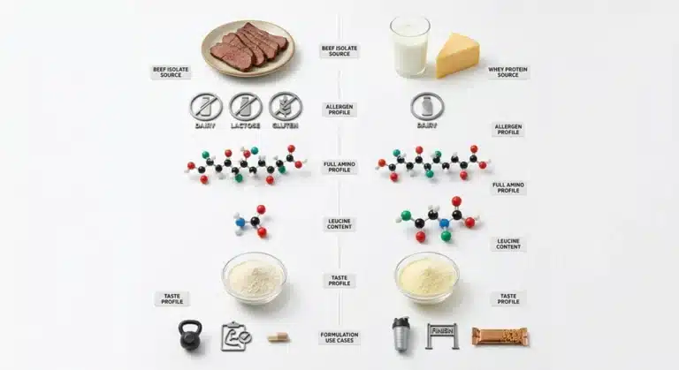 Beef protein isolate vs whey protein comparison chart