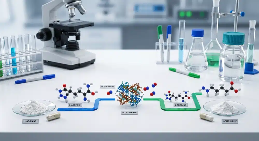 L-Citrulline vs L-Arginine nitric oxide pathway comparison for supplement formulation