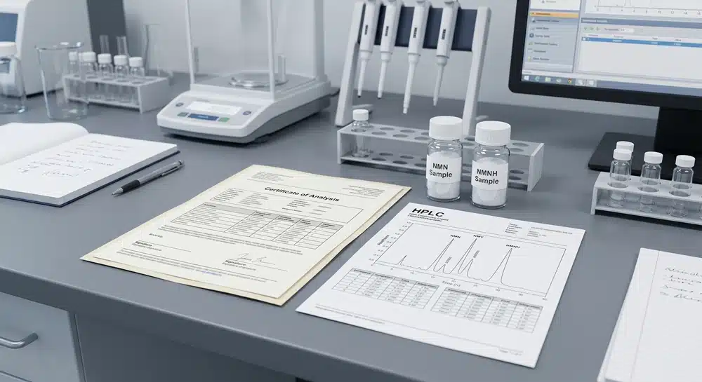 nmn-nmnh-hplc-coa-testing HPLC and COA quality testing for NMN and NMNH raw materials