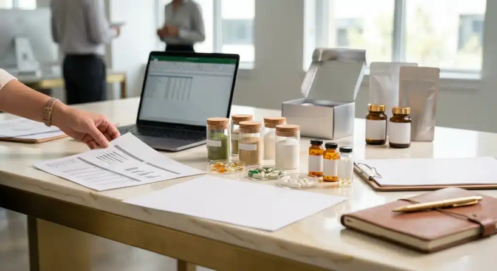 Gensei supplement OEM project coordination process from raw material sourcing to finished product