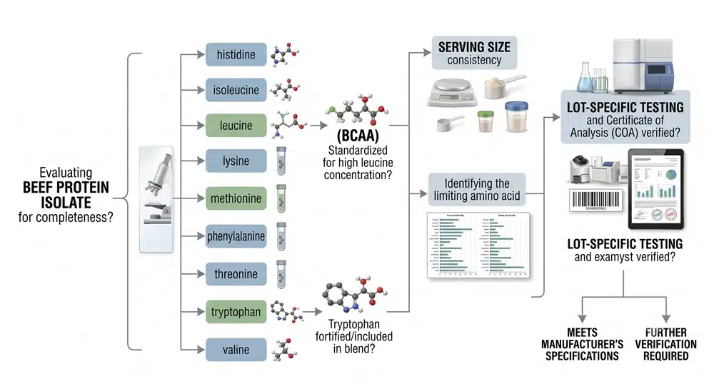 Beef protein isolate complete protein verification decision tree