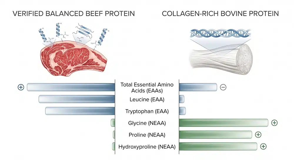 Beef protein isolate vs collagen amino acid profile comparison