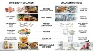 Bone broth collagen vs collagen peptides comparison chart