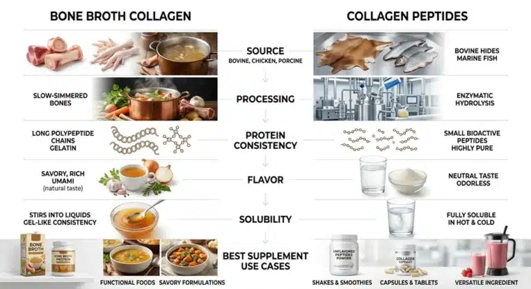 Bone broth collagen vs collagen peptides comparison chart