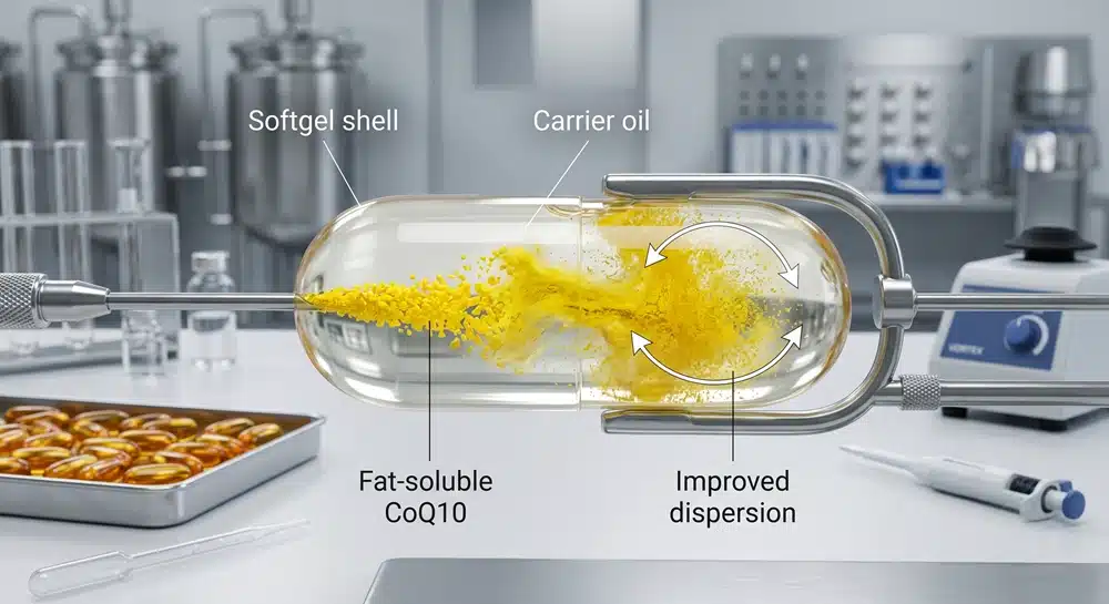 coq10-softgel-oil-suspension-bioavailability CoQ10 softgel oil suspension bioavailability formulation