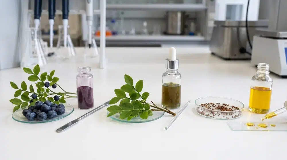 Vaccinium myrtillus fruit, leaf and seed ingredient comparison