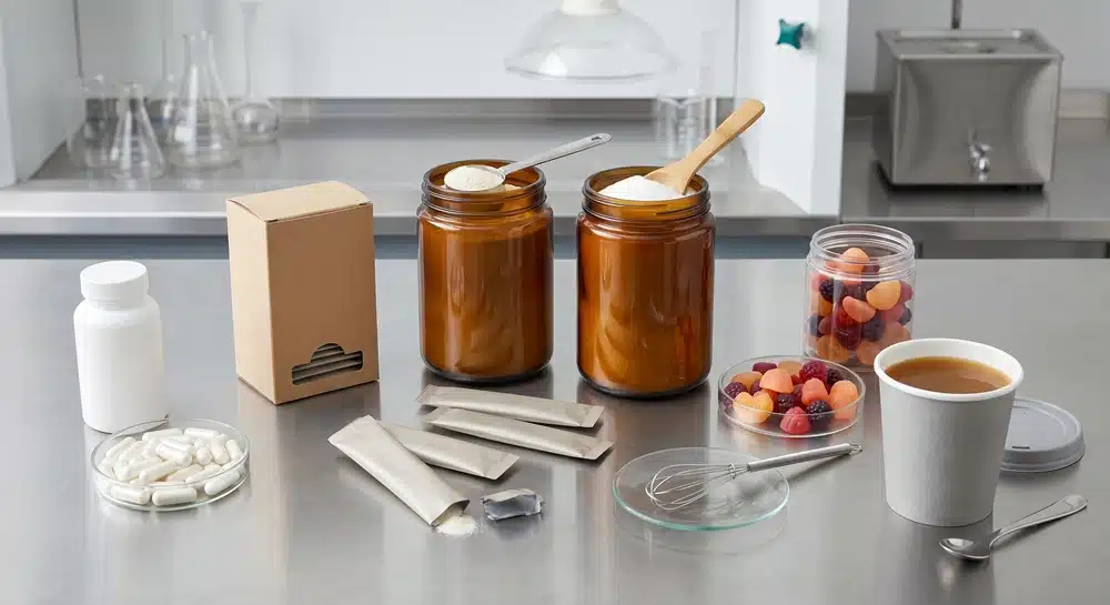 bone-broth-collagen-hybrid-formula Bone broth and collagen peptide hybrid supplement formulation concept