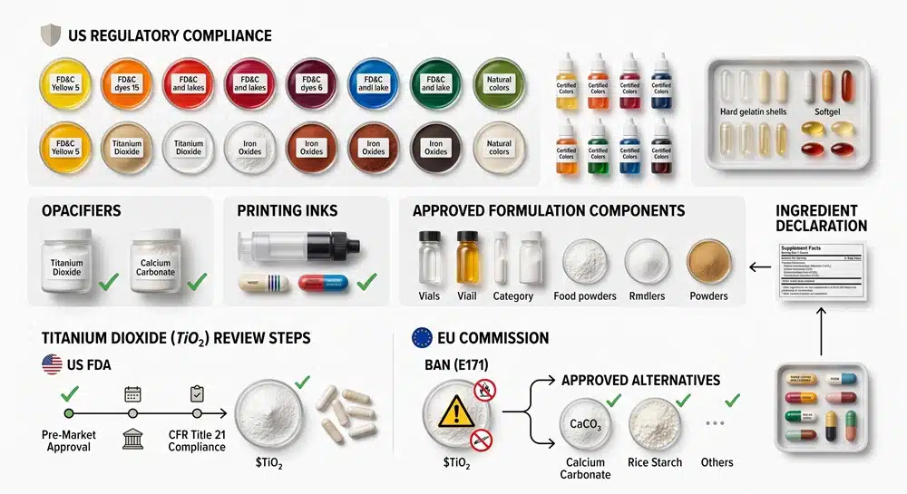 Gelatin capsule colorants titanium dioxide and market compliance checklist