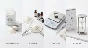 Collagen peptides for cellulite evidence dosage and timeline infographic