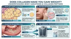 Collagen peptides weight gain vs bloating and water retention comparison