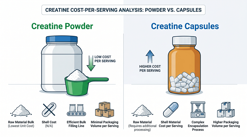 creatine-cost-per-serving-visual Creatine powder versus capsules cost per serving comparison