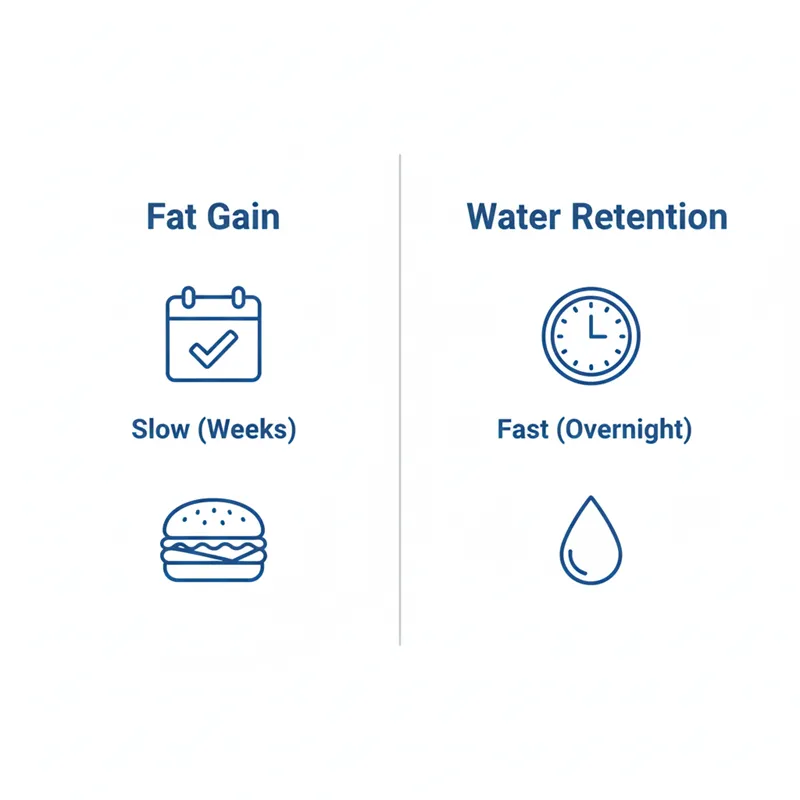 แผนภูมิอินโฟกราฟิกเปรียบเทียบอาการของการสะสมไขมันจริงกับการกักเก็บน้ำชั่วคราวและการบวมที่เกิดจากผลข้างเคียงของคอลลาเจน.