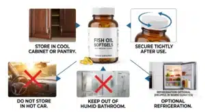 Fish oil softgels storage checklist for heat light air and humidity protection