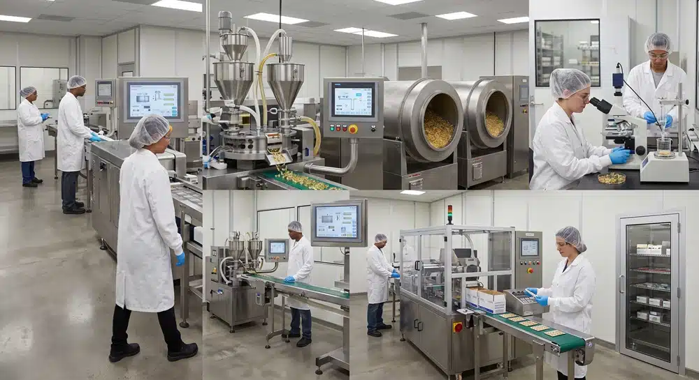 Processo di produzione delle capsule molli in otto fasi, dalla formulazione al confezionamento