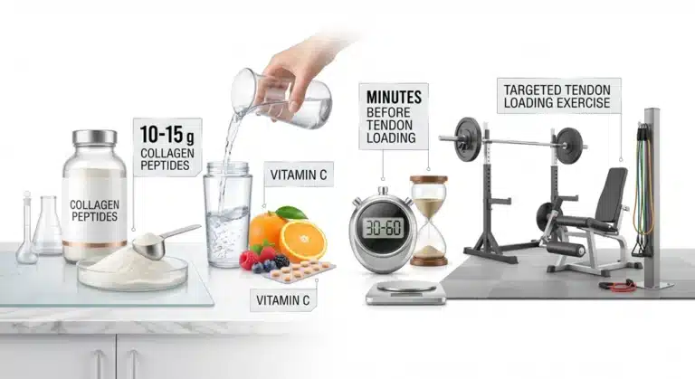 Collagen peptides for tendons dosage and timing protocol