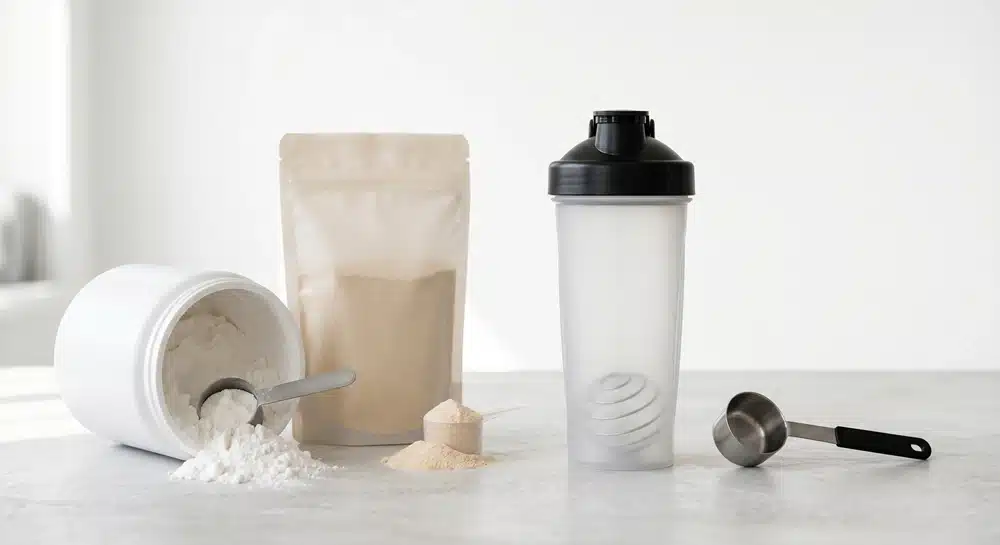creatine-collagen-stack-powder Creatine and collagen peptide daily stack for sports nutrition