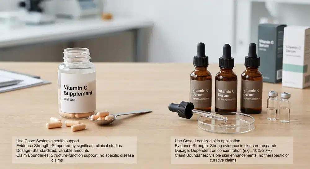 Oral vs topical vitamin C for skin health comparison