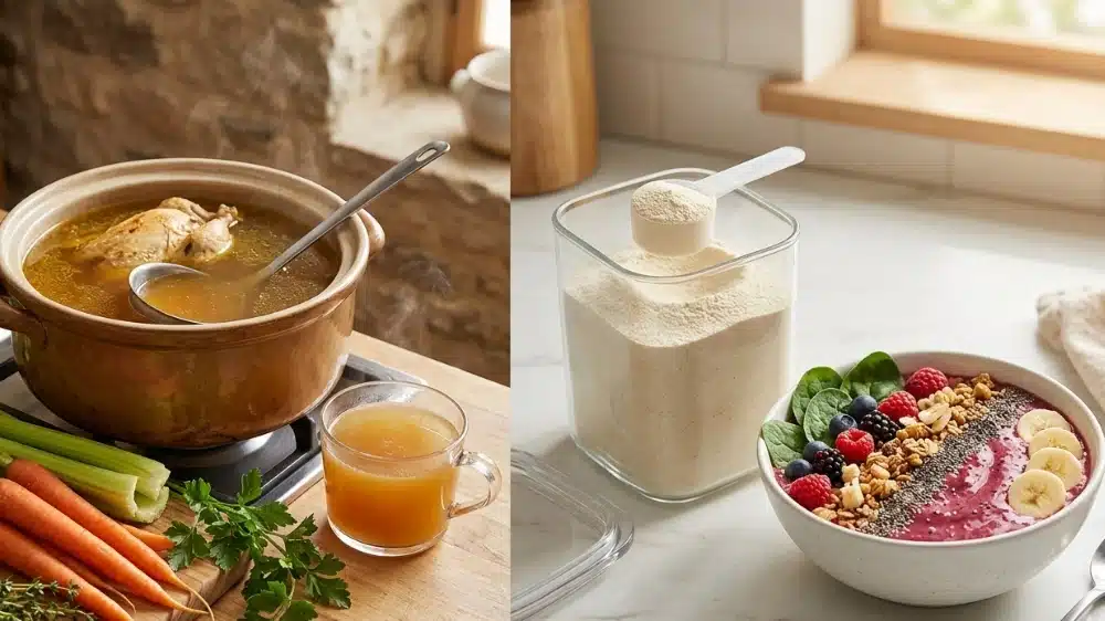 Knochenbrühe flüssig vs. Pulver Knochenbrühe flüssig vs. Pulver