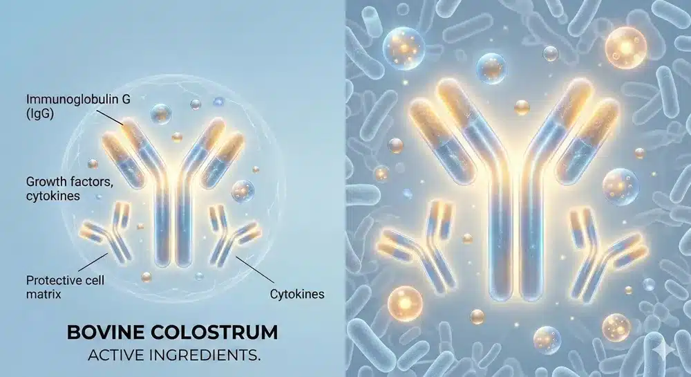 How does bovine colostrum repair a damaged intestinal barrier