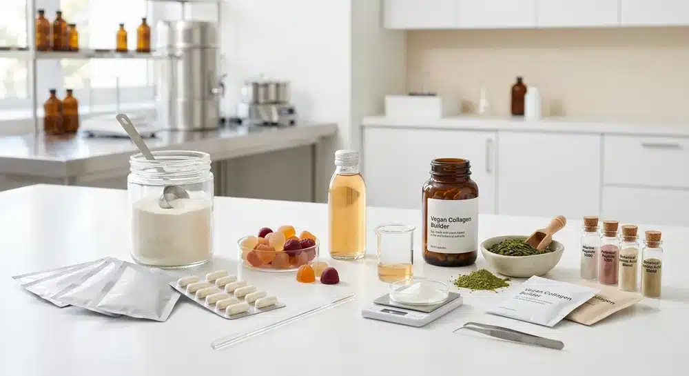 Les formats des compléments alimentaires à base de collagène comprennent les poudres, les gélules, les bonbons gélifiés, les sachets et les boissons.