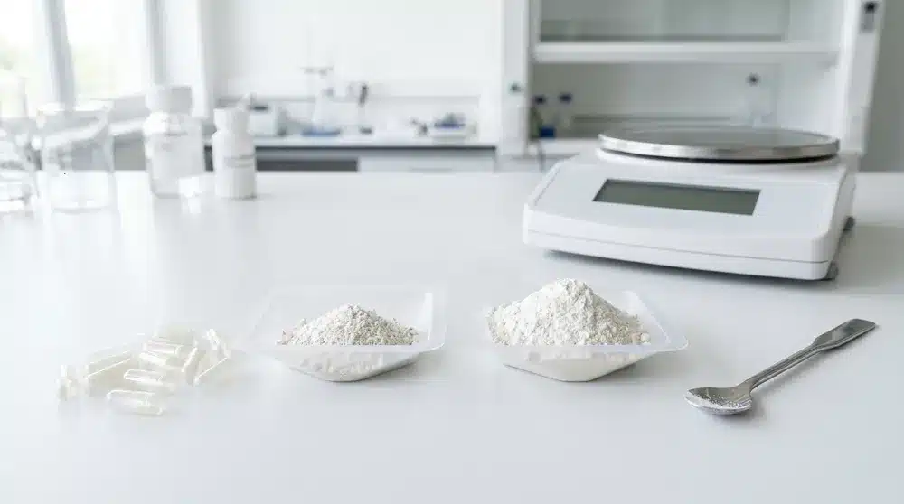 500mg-750mg-size-00-capsule-comparison 500 mg and 750 mg supplement powder portions compared with Size 00 capsules