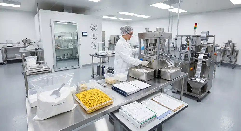 b2b_magnesium_b_complex_formulation_lab B2B magnesium and B-complex supplement formulation lab with stability and quality control