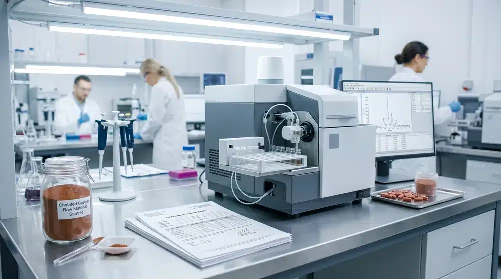 chelated-copper-quality-control-coa Chelated copper raw material COA and quality control testing