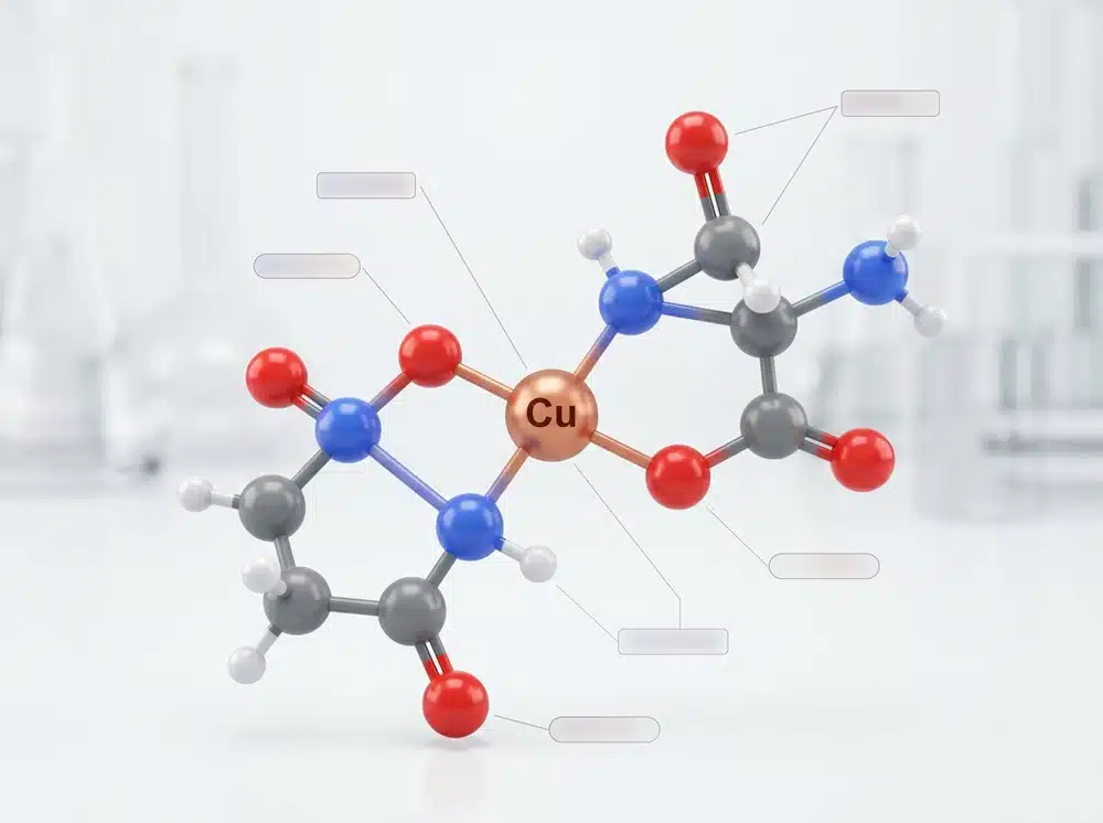 copper-chelation-ring-structure Copper bisglycinate chelate ring structure illustration