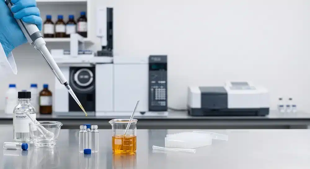 Laboratory analysis of omega-3 fish oil for oxidation quality testing