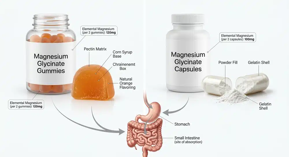 magnesium-glycinate-gummies-vs-capsules-absorption magnesium glycinate gummies vs capsules absorption and elemental dose comparison