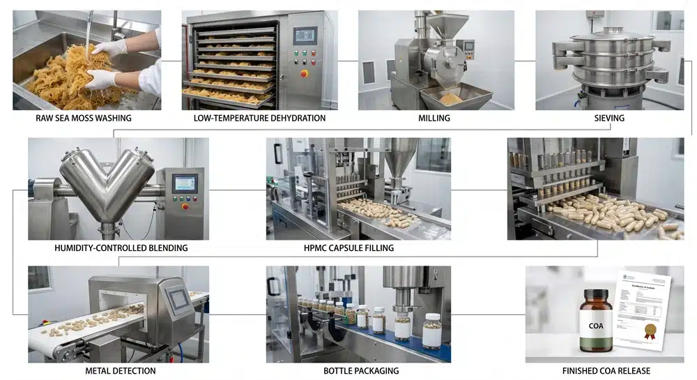 sea-moss-capsule-manufacturing-flow Sea moss capsule manufacturing process