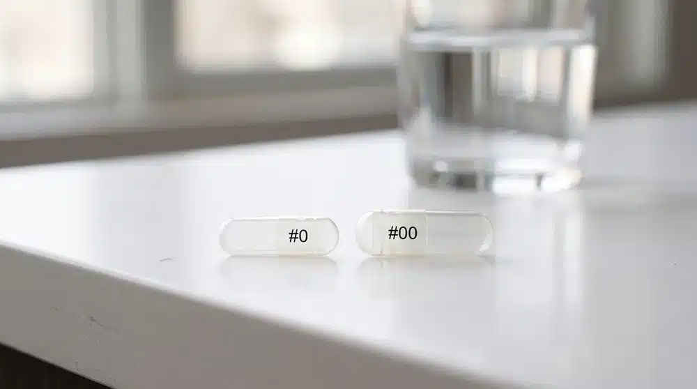 size-0-vs-00-swallowability-comparison Size 0 capsules are smaller than Size 00 capsules for easier daily use