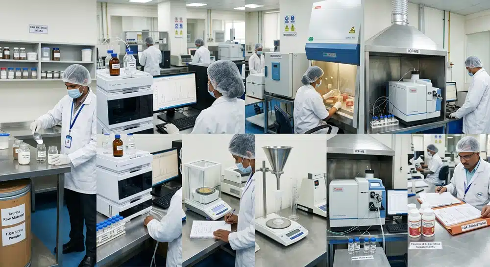 taurine-l-carnitine-hplc-qc-testing Taurine and L-carnitine supplement HPLC assay and quality control testing