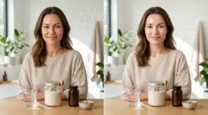 Peptides before and after results timeline for skin, hair, collagen, muscle recovery and supplements