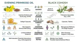 Evening primrose oil vs black cohosh comparison chart for women’s wellness supplemen