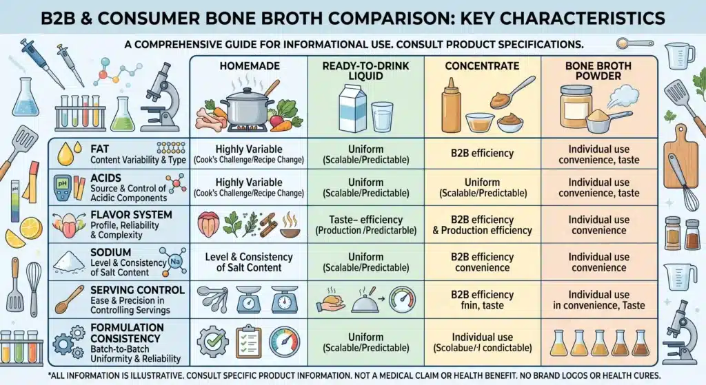 Homemade liquid and powdered bone broth comparison for reflux-conscious selection