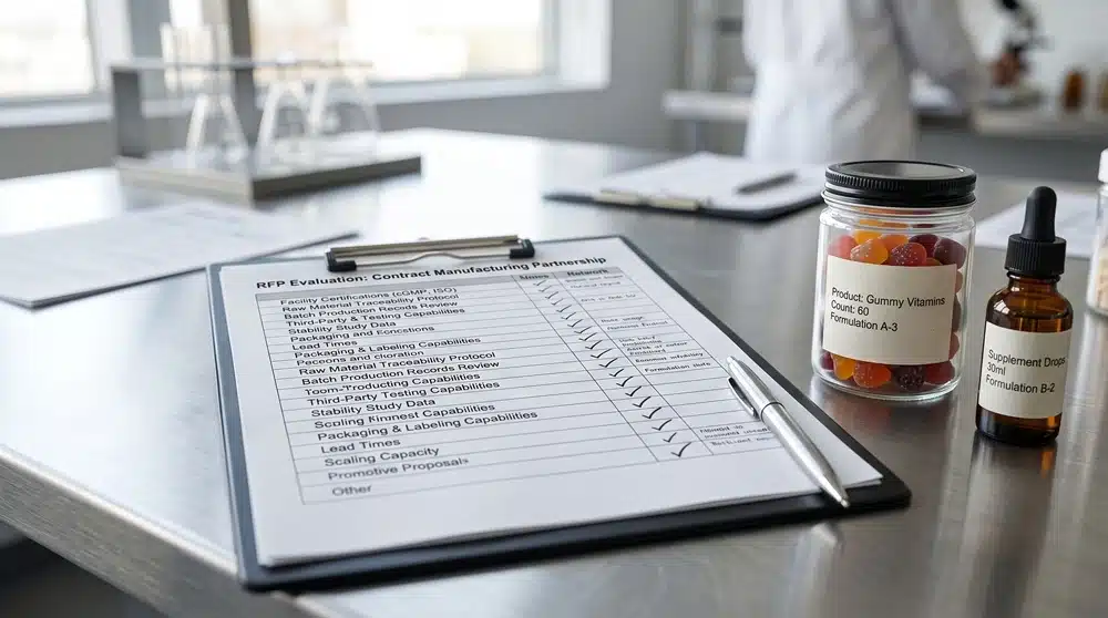 Liquid and gummy supplement supplier RFP and quality checklist