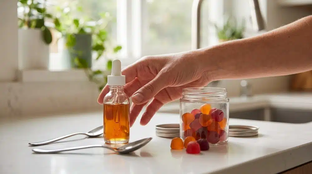 Liquid supplements vs gummies comparison by absorption, dosing, sugar and stability
